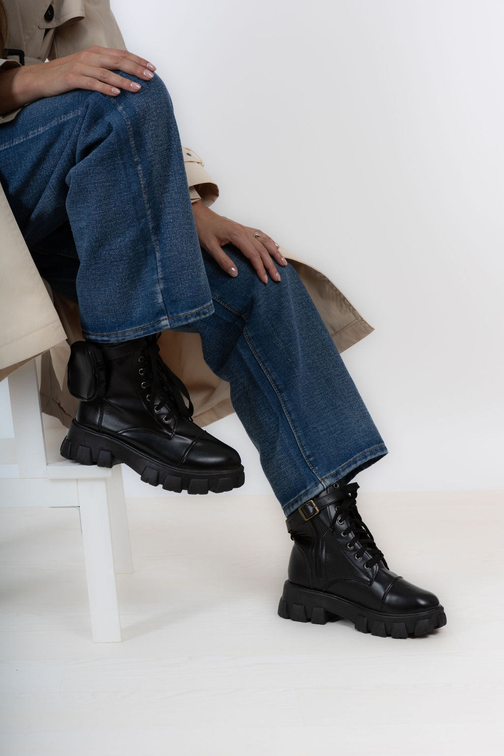 Black Boots With Removable Pockets