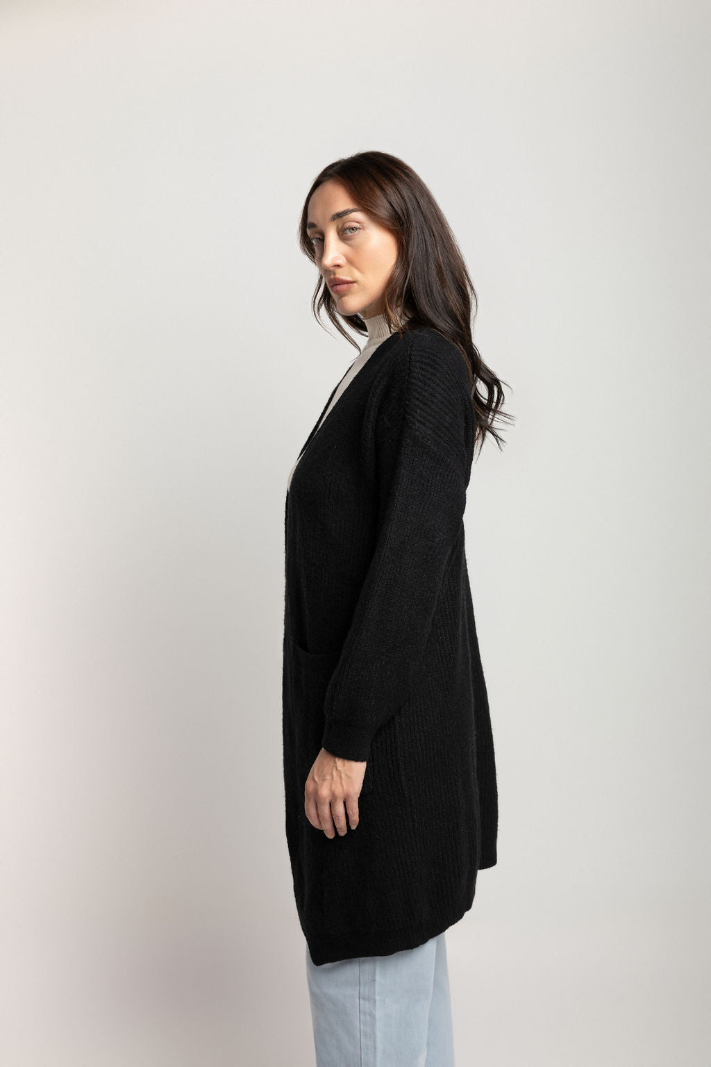 Black Open Cardigan