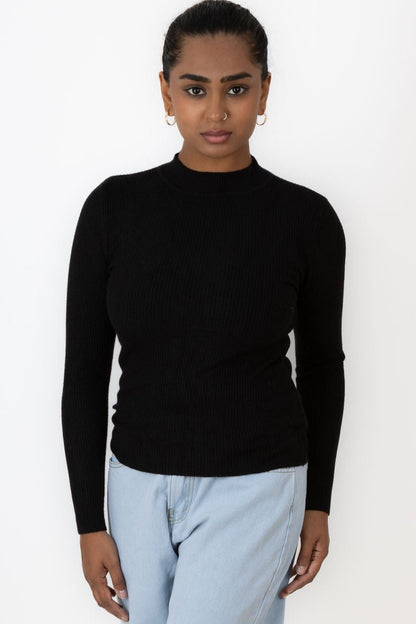 Black Ribbed Polo Neck