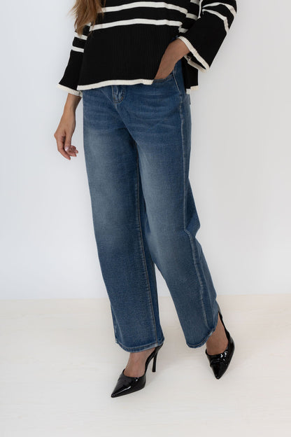 Dark Blue Wide Leg Jeans