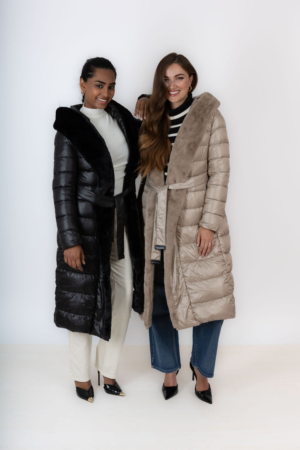 Black Puffer Coat With Faux Fur