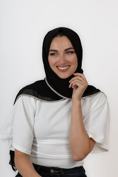 Ladies Diamond Chiffon Headscarf