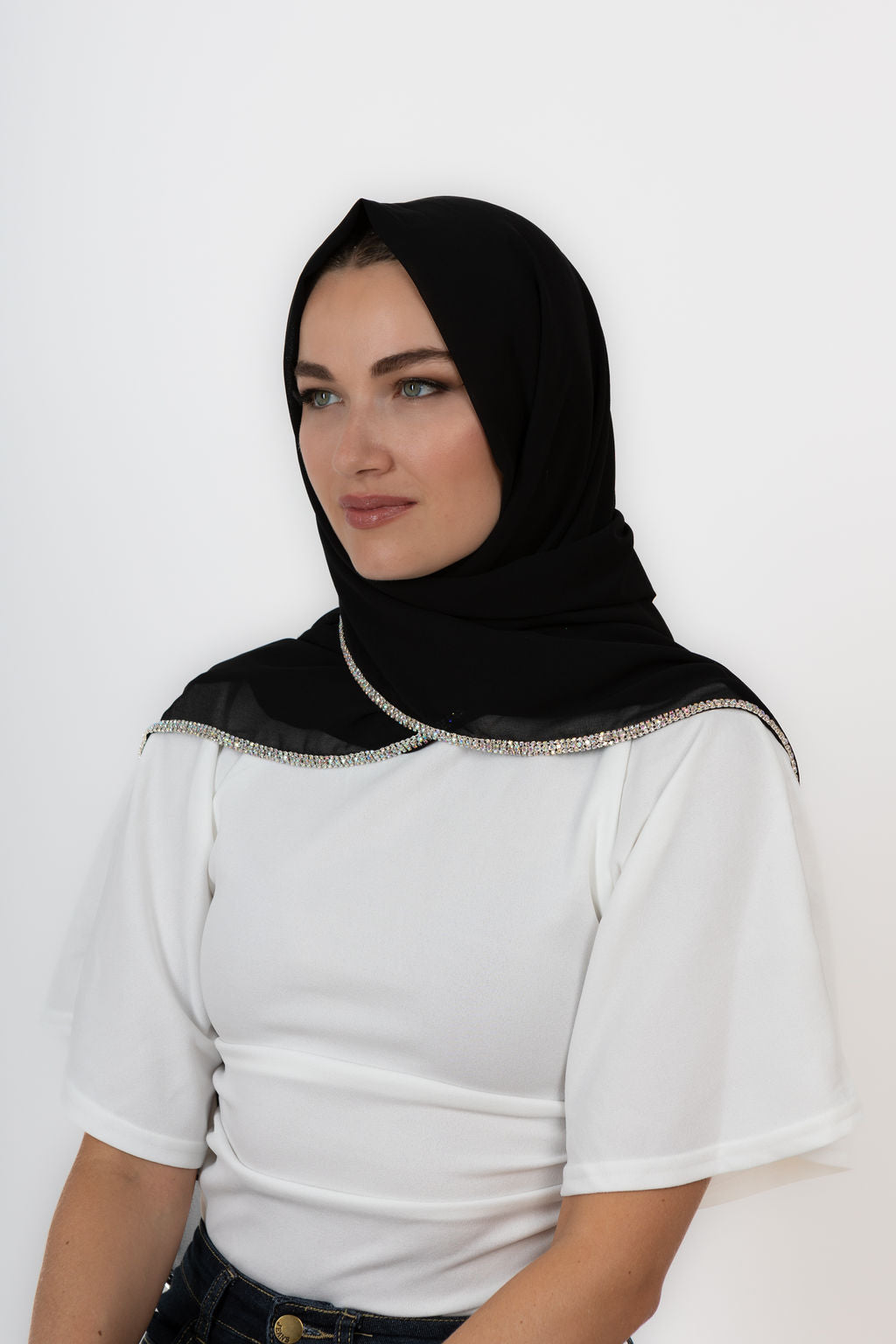 Ladies Diamond Chiffon Headscarf