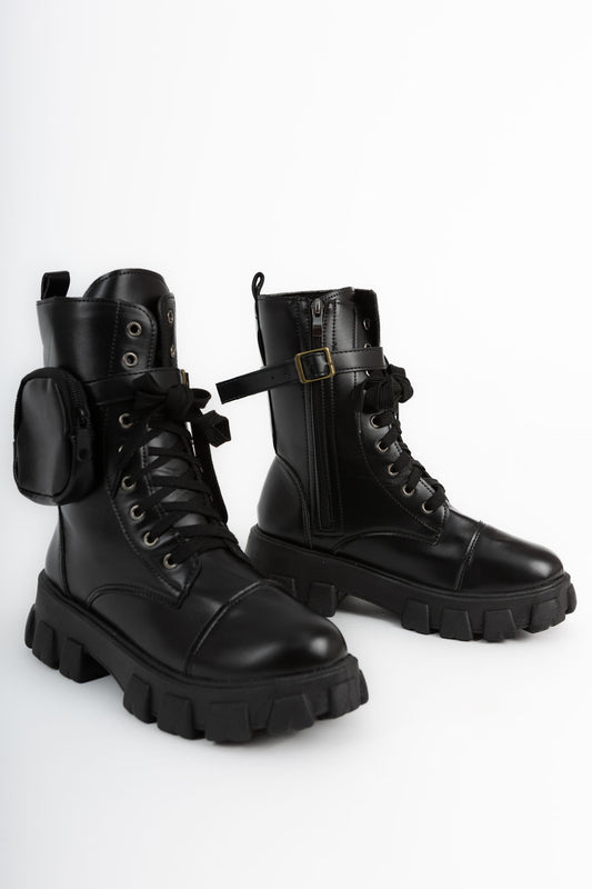 Black Boots With Removable Pockets