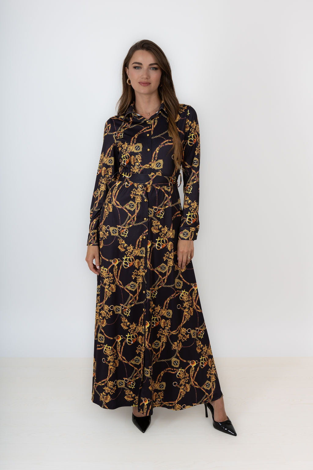 Printed Maxi Dress In Black