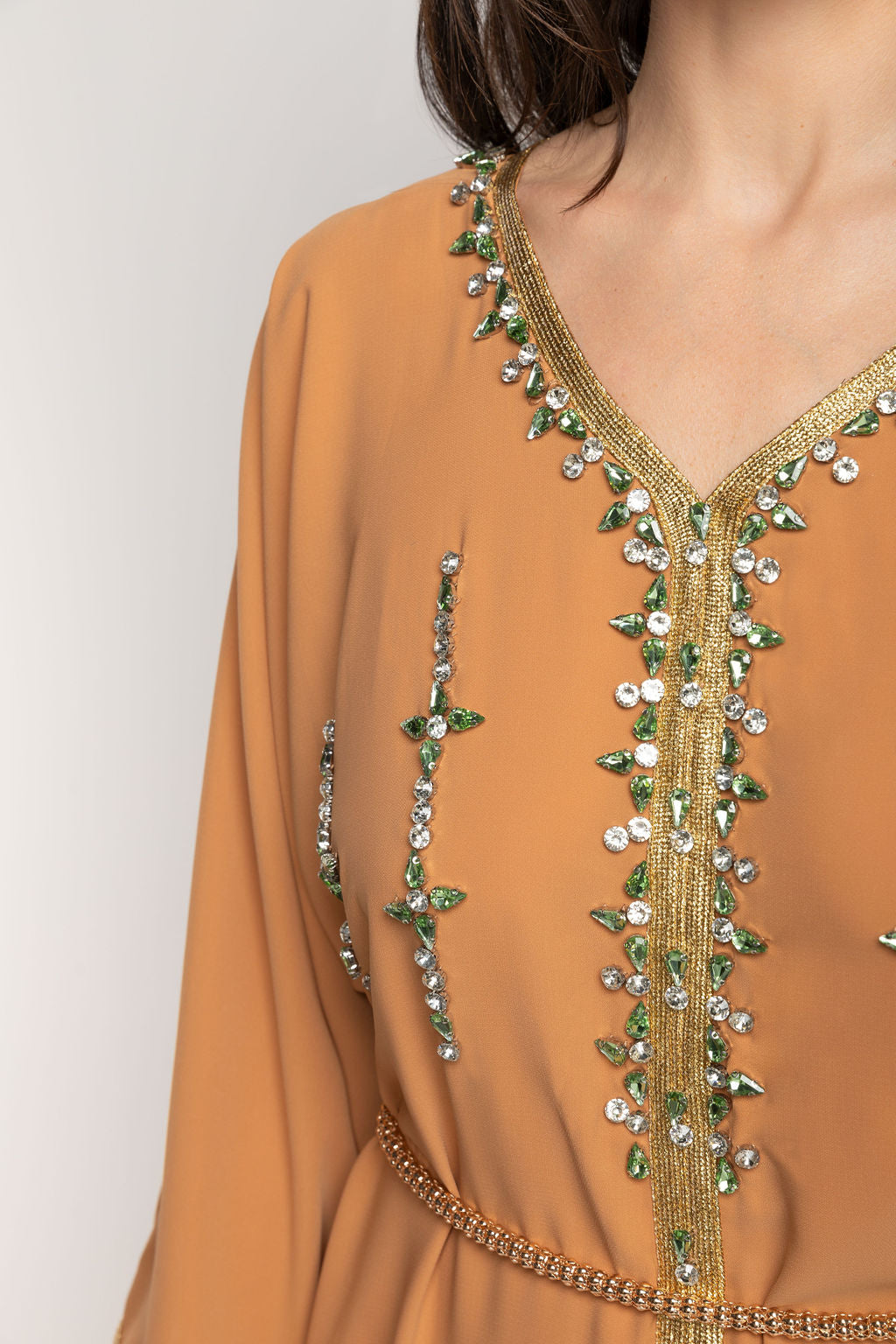 Satin Pearl Embroidered Abaya