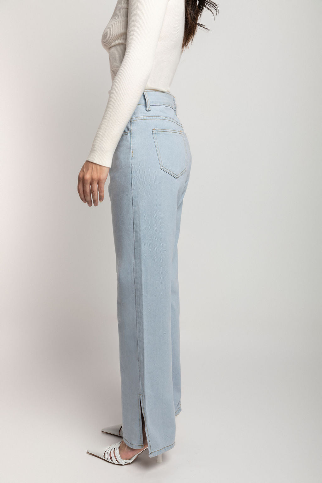 Wide Leg Jeans With Split