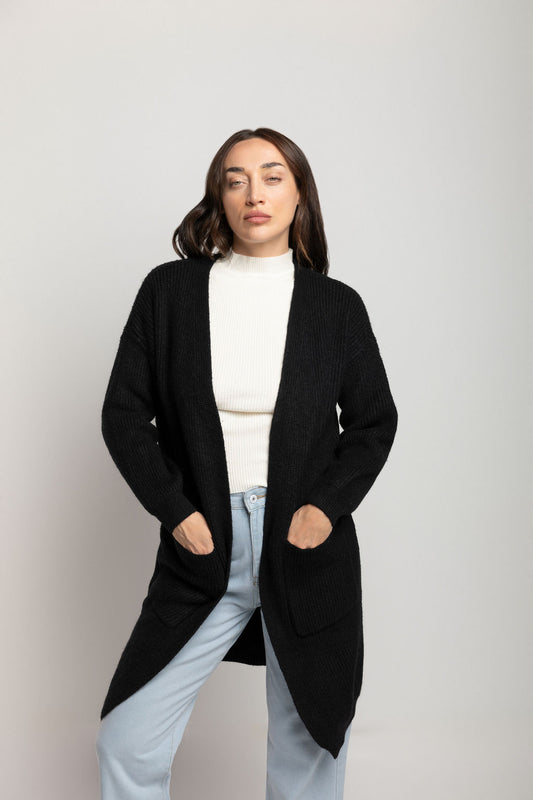 Black Open Cardigan